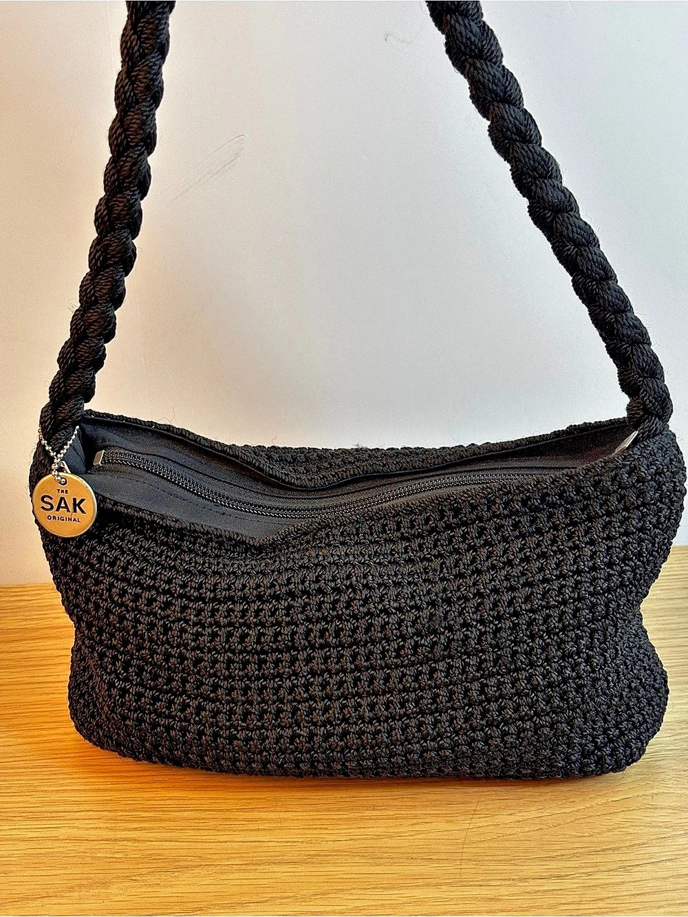 The Sak Casual Classics VINTAGE Crochet Shoulder Bag Black